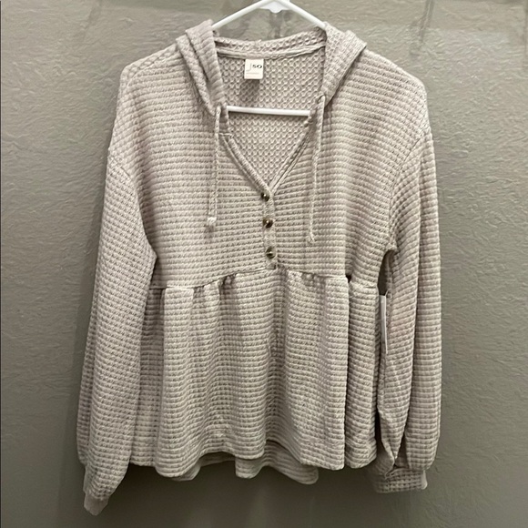 SO Tops - Gray Waffle Knit Hoodie SO